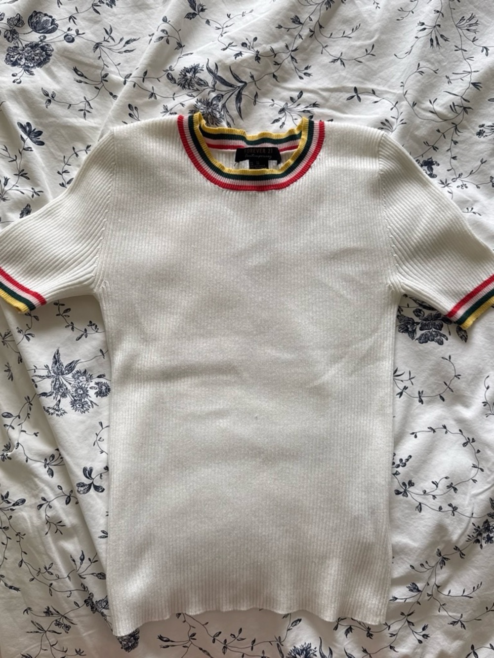 Forever 21 Cream Top with Colorful Accents